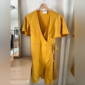 Yellow asos wrap dress
